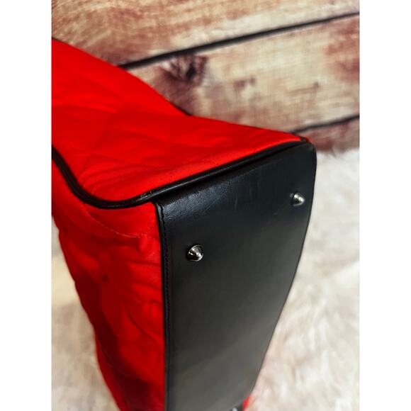 Authentic Burberry Red Quilted Nova Check Tote 15x11x5 Made in Italy Handbag - Picture 7 of 10